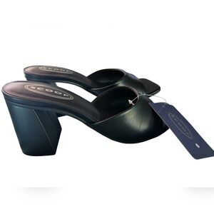 Scoop Block Heel Mule Sandal Black Slip On Size 6 NWT